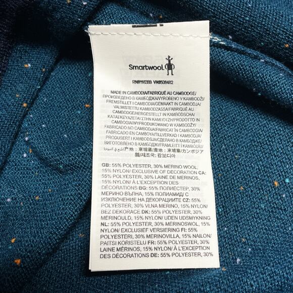 SMARTWOOL Women's Shadow Pine Colorblock Crew Sweater Twilight Blue Donegal Sz S - Picture 9 of 9